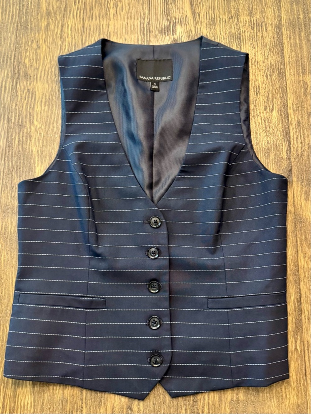 Banana Republic Navy Pinstripe Tailored Vest